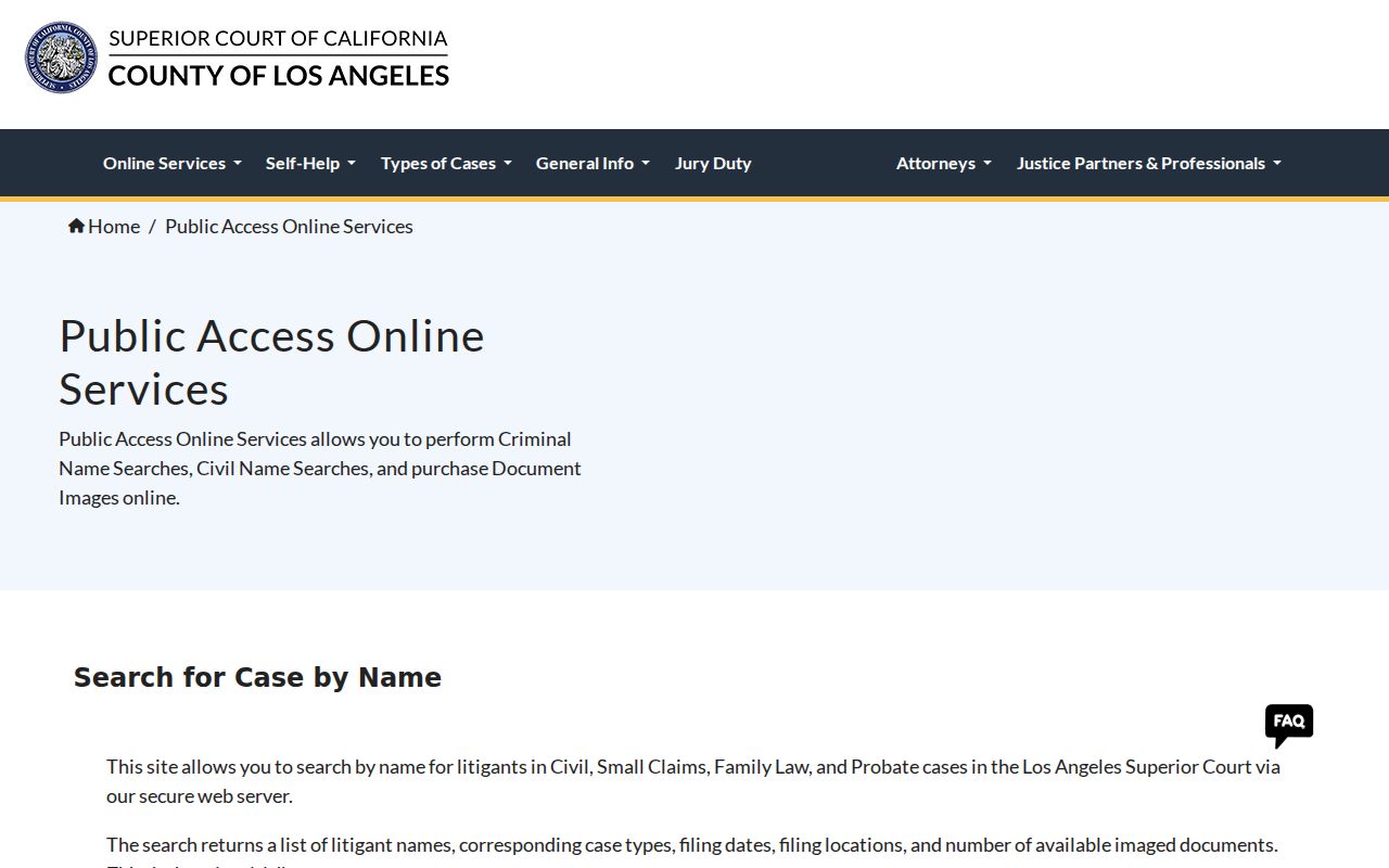 Cerritos people search Los Angeles Superior Court civil index