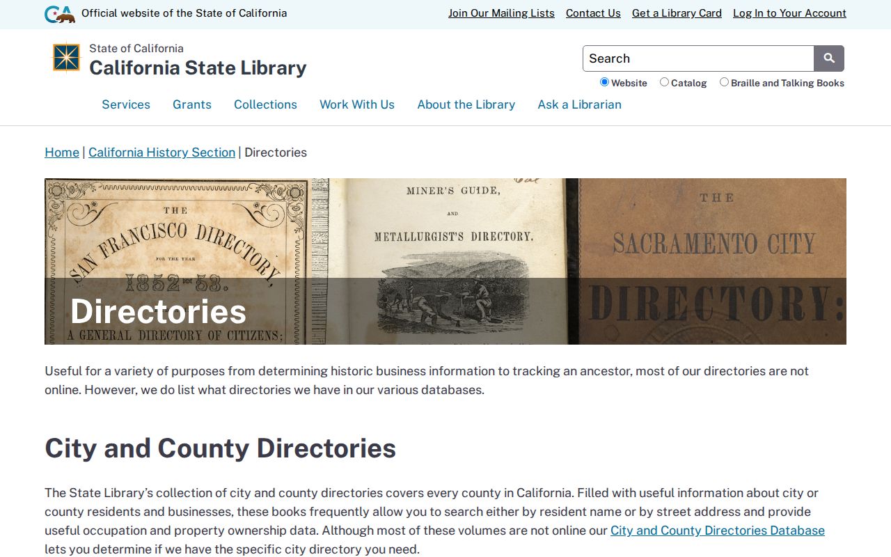 Cerritos people search California State Library directories