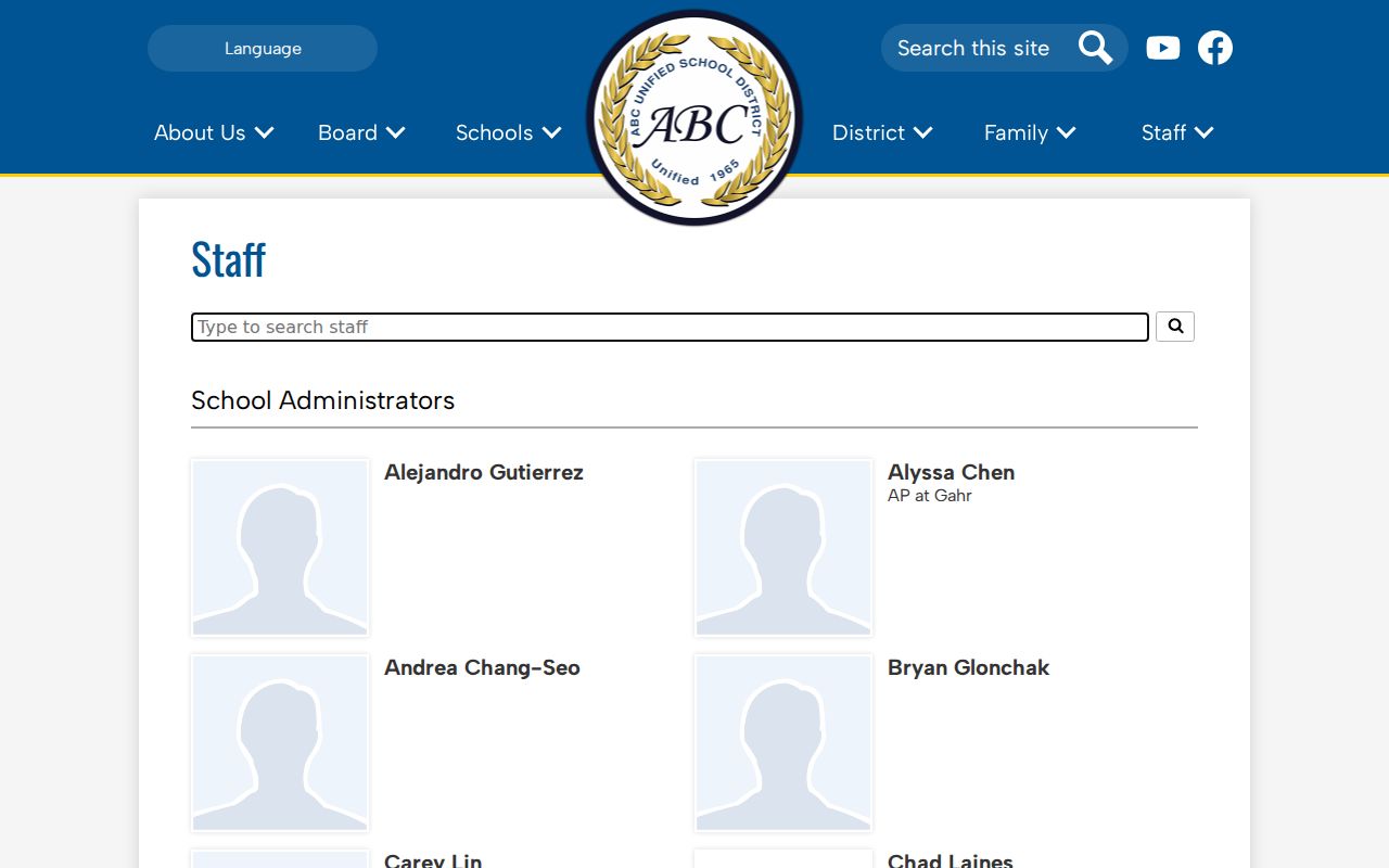Cerritos people directories ABC Unified staff directory
