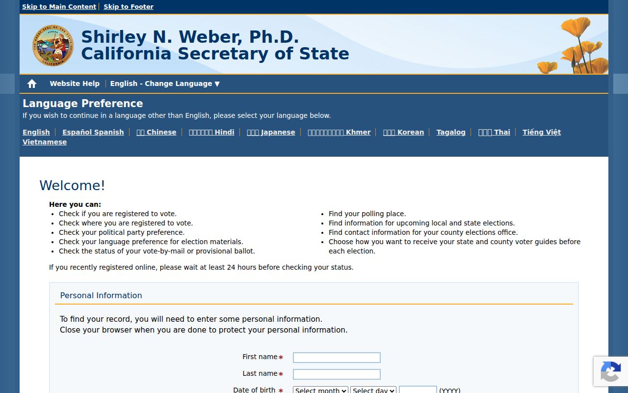 Cerritos voter registration records California My Voter Status
